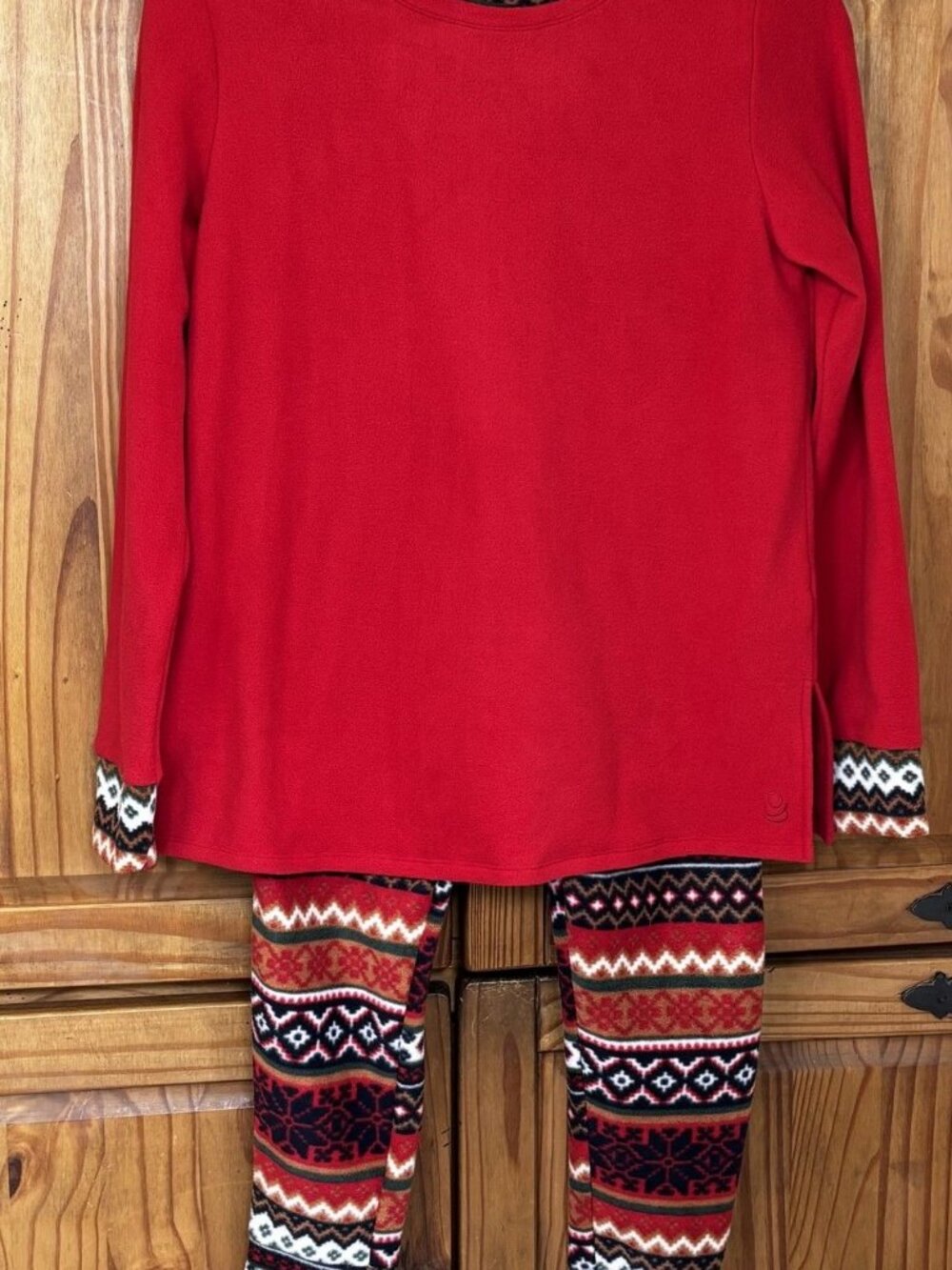 Cuddl Duds Women's XS Fair Isle Fleece Pajama Set Top & Bottom Sleepwear Warm